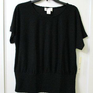 Andrea Jovine Black Swiss Dot Dolman Top Size S